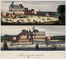 AMH 6748 NA Two views of the English fort in Bombay