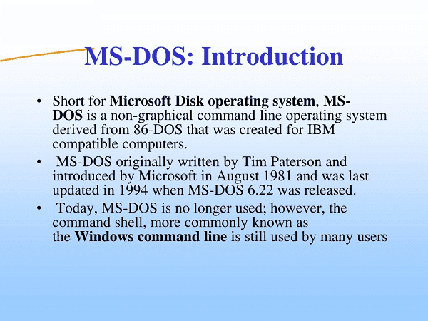 MS DOS Introduction - Vrindawan University