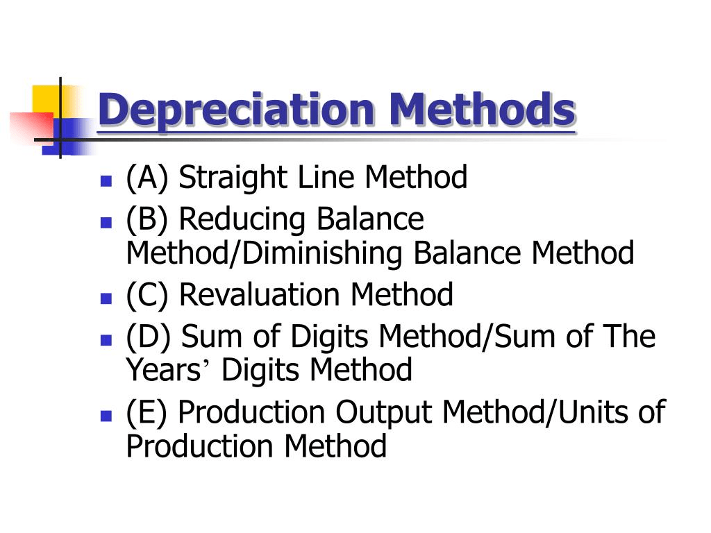 Methods of depreciation